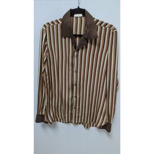 Lalliaui Brown Striped Italian Button-Down Shirt